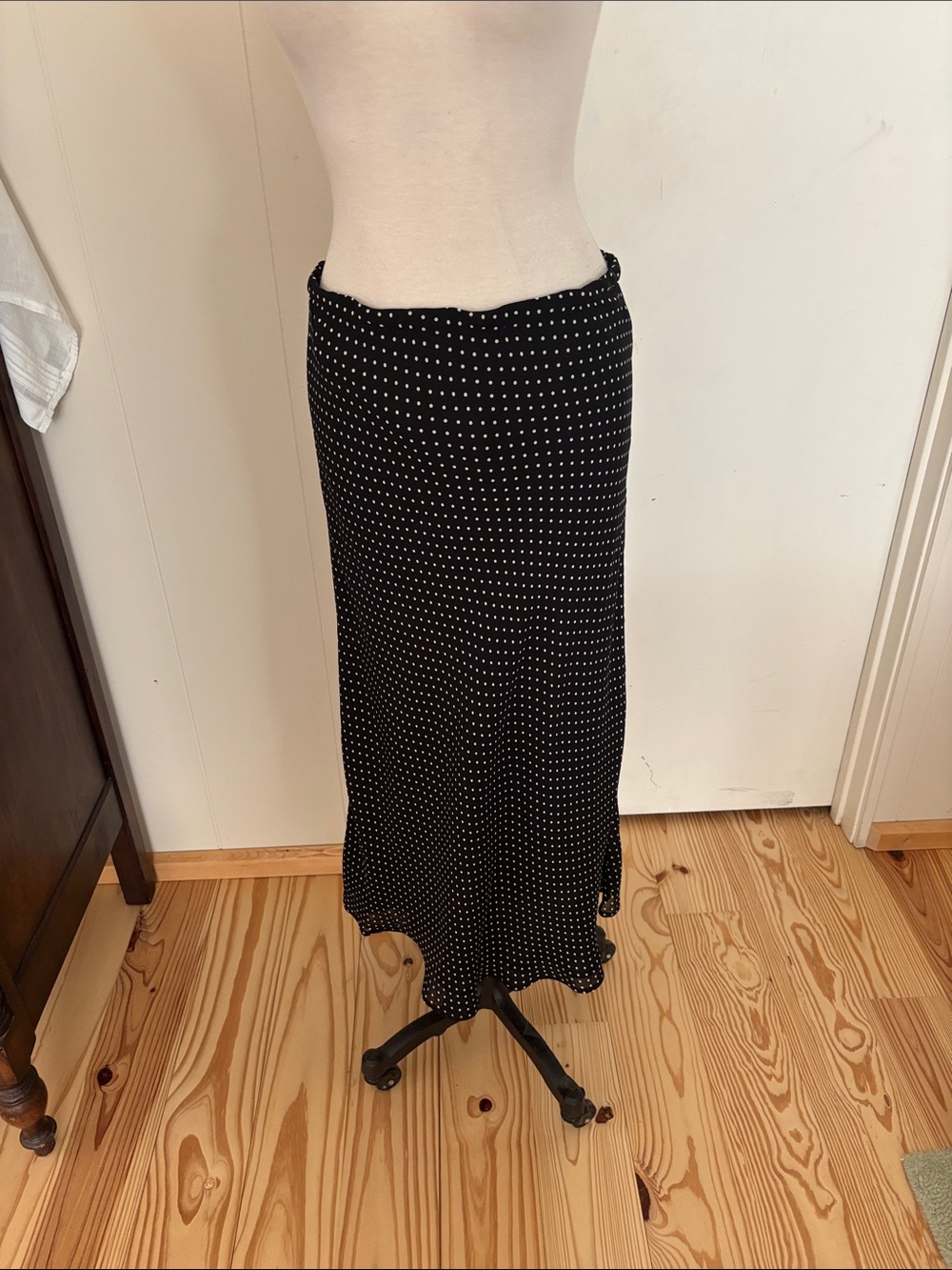 Lapis Black Maxi Skirt with White Polka Dots